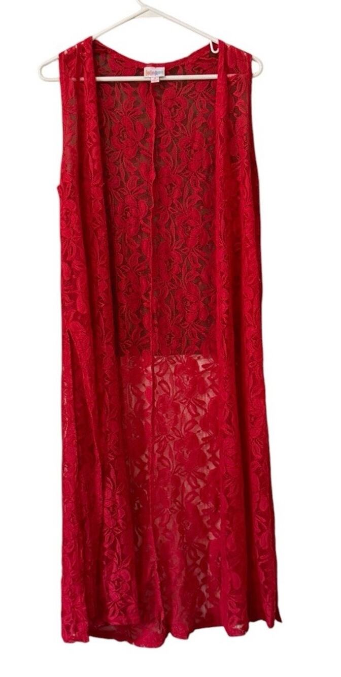 LuLaRoe‎ Size Small Sheer Mesh Lace Long Open Maxi Duster Boho Western Festival